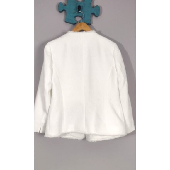 Kasper Women's Tweed One-Button Fringe Blazer White Size 6 NWT - Picture 15 of 15